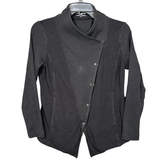 Eileen Fisher Black Asymmetrical Snap Jacket PS Petite - Picture 2 of 6